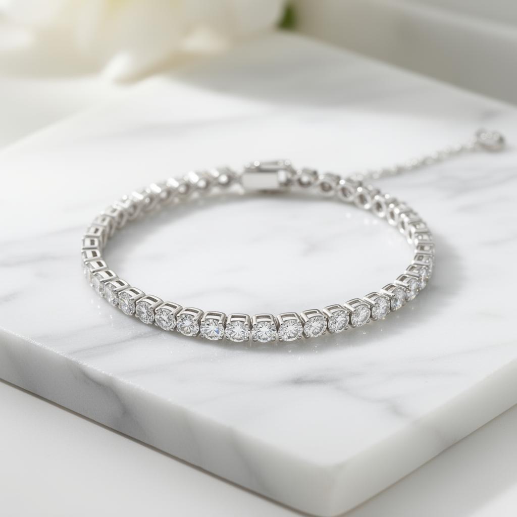 Bracelete em prata com moissanita